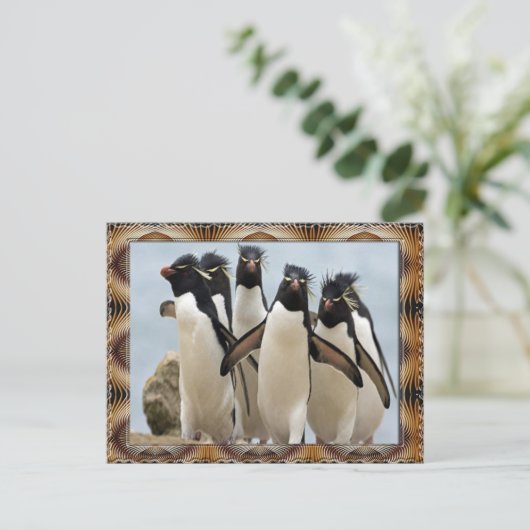 Penquin Walking Briefkaart (Staand voorkant)