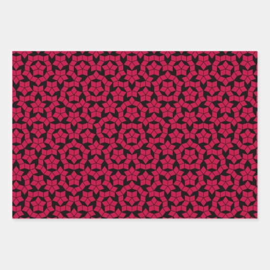 Penrose Tiling Black & Red Non-Repetating APeriodi Inpakpapier Vel (Voorkant 2)