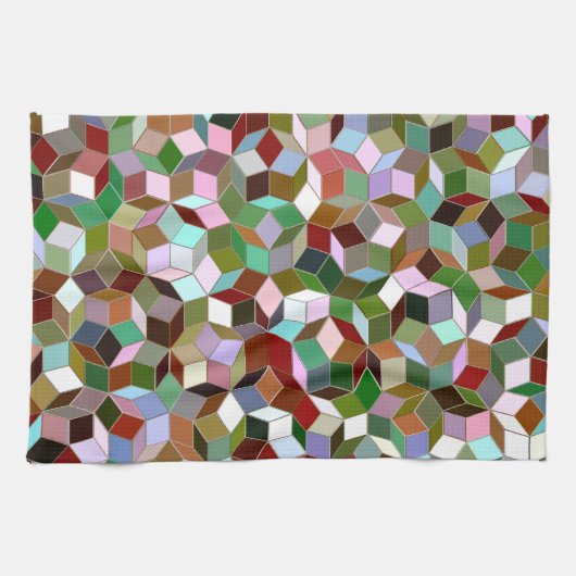 Penrose Tiling Kitchen Towel, donkere neutrale kle Theedoek (Horizontaal)