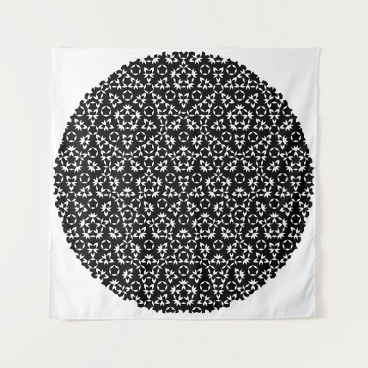 Penrose Tiling Pattern White Black Mg0.25 Tapestry Wandkleed (Voorkant (horizontaal))