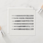  Pens Newspaper Art Illustratie Kaart (Voorkant / Achterkant in situ)