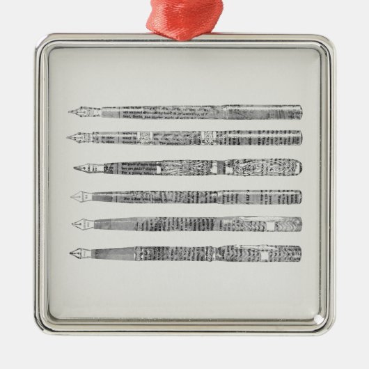 Pens Newspaper Art Illustratie Metalen Ornament (Voorkant)