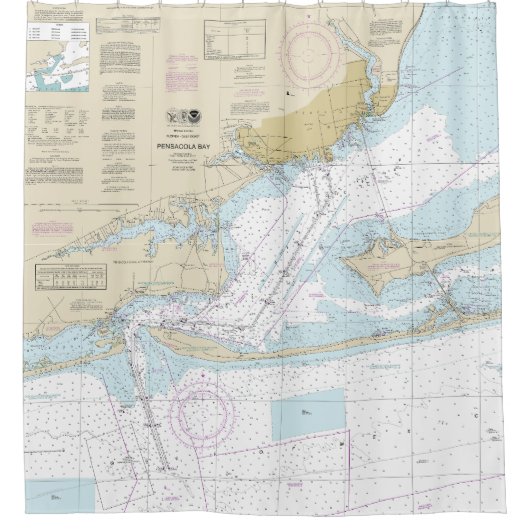 Pensacola Bay nautische kaart 11383 Douchegordijn (Voorkant)