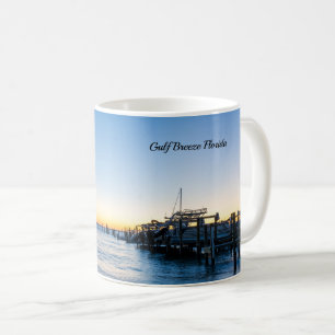 Pensacola Bay Onderteken Zonsondergang Bij Steiger Koffiemok