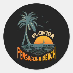 Pensacola Beach FL Vintage 70s Retro Ronde Sticker