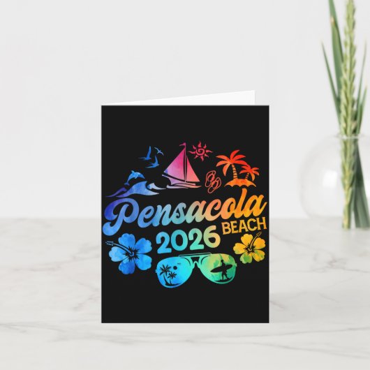 Pensacola Beach Florida 2026 Vacation Tie Dye Summ Kaart (Voorkant)