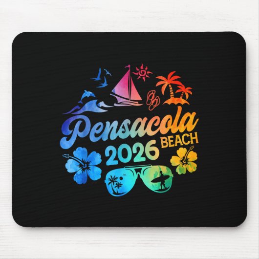Pensacola Beach Florida 2026 Vacation Tie Dye Summ Muismat (Voorkant)