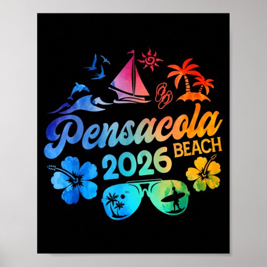 Pensacola Beach Florida 2026 Vacation Tie Dye Summ Poster (Voorkant)