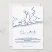 Pensacola Beach Florida Bruiloft Welkomstroute Bedankkaart (Voorkant)