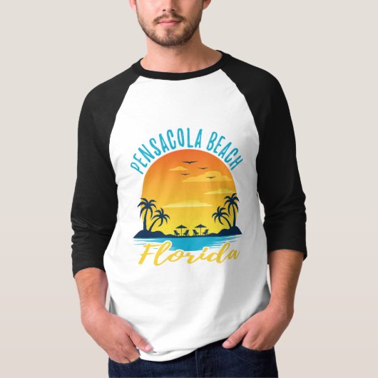 Pensacola Beach Florida Sunset Retro Vacation T-shirt (Voorkant)