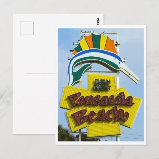 Pensacola Beach Florida  teken Briefkaart (Voorkant / Achterkant)