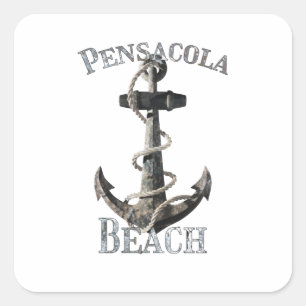 Pensacola Beach Florida Vacation Nautical Anchor Vierkante Sticker