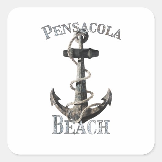 Pensacola Beach Florida Vacation Nautical Anchor Vierkante Sticker (Voorkant)