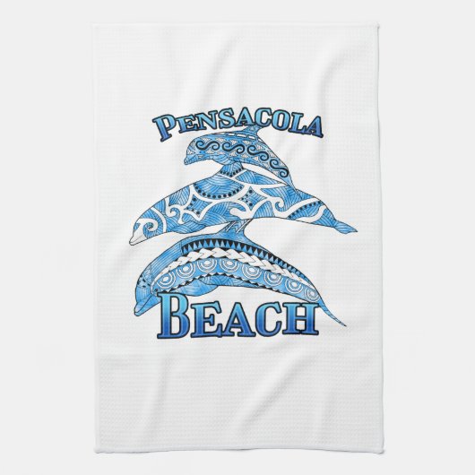Pensacola Beach Florida Vacation Tribal Dolphins Theedoek (Verticaal)