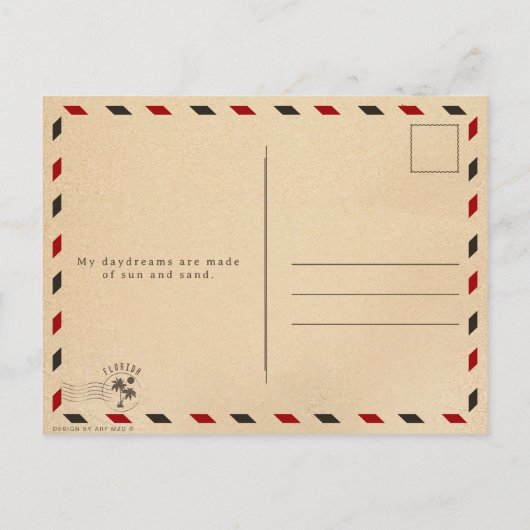Pensacola Beach Florida Zand Tropische palmbladere Briefkaart (Achterkant)