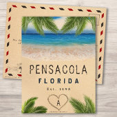 Pensacola Beach Florida Zand Tropische palmbladere Briefkaart
