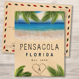 Pensacola Beach Florida Zand Tropische palmbladere Briefkaart