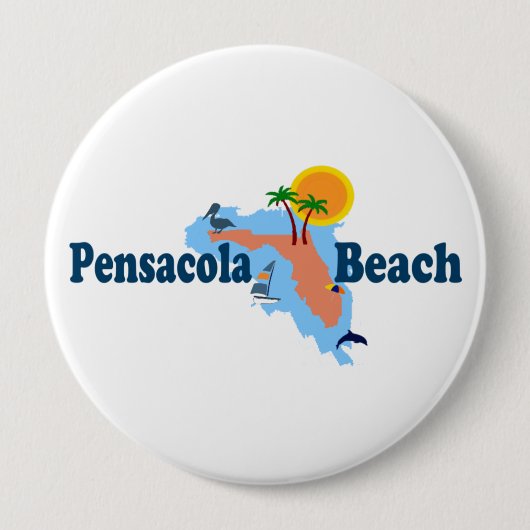 Pensacola Beach. Ronde Button 4,0 Cm (Voorkant)