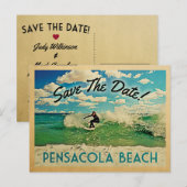 Pensacola Beach Save the Date Surfing Aankondigingskaart (Voorkant / Achterkant)