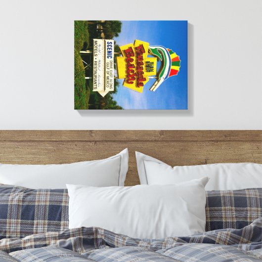 Pensacola Beach Sign - 14 "x 11" Ingewikkeld Canva Canvas Afdruk (Insitu (Slaapkamer))
