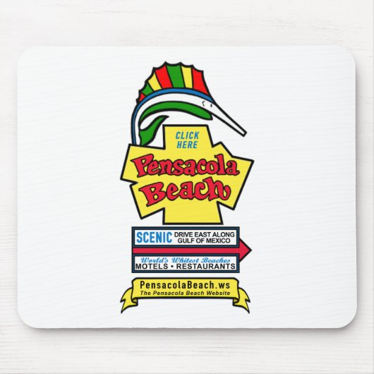 Pensacola Beach Sign Mousepad Muismat (Voorkant)