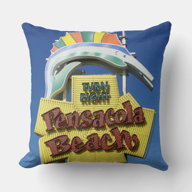 Pensacola Beach Sign Pillow Kussen (Voorkant)