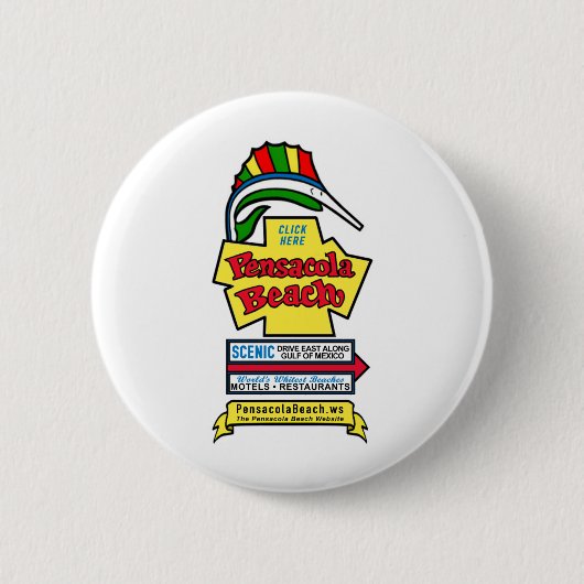 Pensacola Beach Sign Pin-on Button (Voorkant)