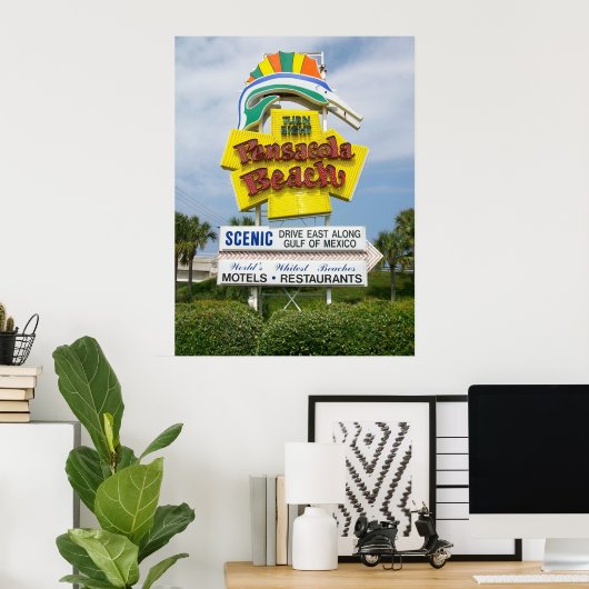 Pensacola Beach-teken Poster (Thuiskantoor)