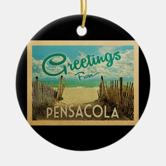 Pensacola Beach Vintage Travel Keramisch Ornament (Voorkant)