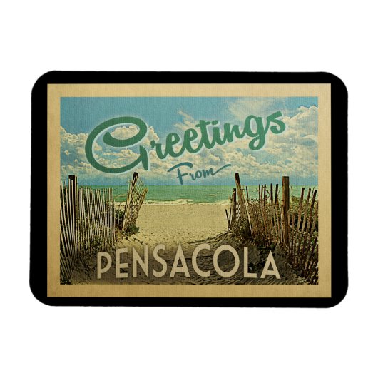 Pensacola Beach Vintage Travel Magneet (Horizontaal)