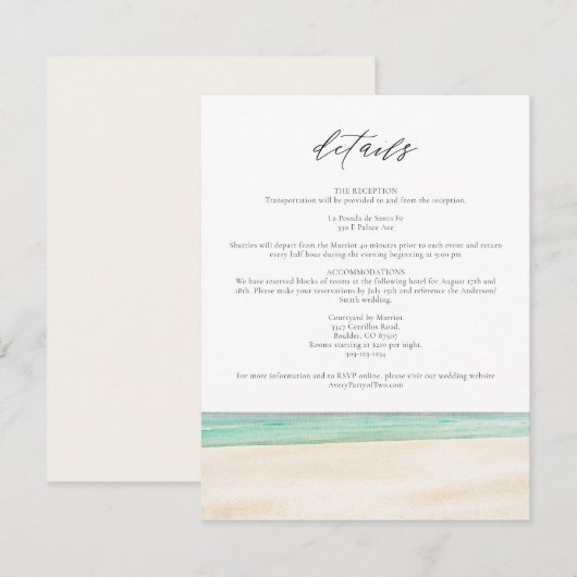 PENSACOLA BEACH Waterverf Florida Details Kaart (Voorkant / Achterkant)