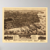 Pensacola, FL Panoramic Map - 1885 Poster (Voorkant)