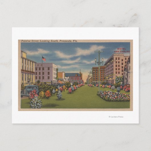 Pensacola, FL - Zuid-Uitzicht Palafox Briefkaart (Voorkant)