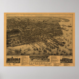 Pensacola Florida 1885 Panorama Poster