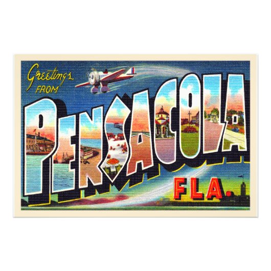 Pensacola Florida FL  groot Briefkaart Foto Afdruk (Voorkant)