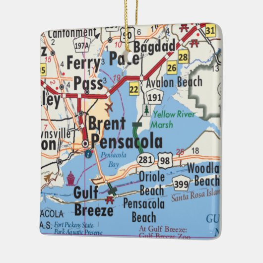 Pensacola Florida Map Keramisch Ornament (Links)