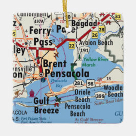 Pensacola Florida Map Keramisch Ornament