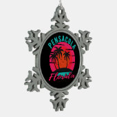 Pensacola Florida Palm Trees Beach Tin Sneeuwvlok Ornament (Links)