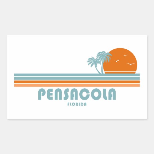 Pensacola Florida Sun Palm Trees Rechthoekige Sticker (Voorkant)