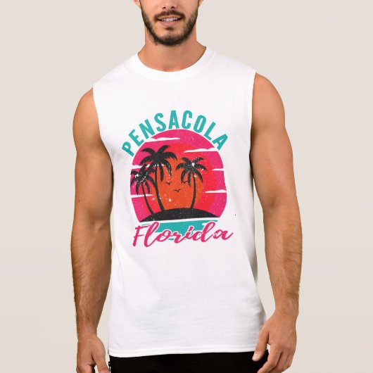 Pensacola Florida Sunset Retro Vacation T-shirt (Voorkant)