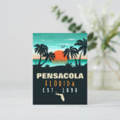 Pensacola Florida tropische retro Sunset Souvenirs Briefkaart (Staand voorkant)