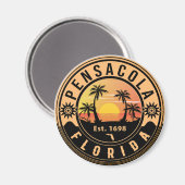 Pensacola Florida tropische retro Sunset Souvenirs Magneet (Voorkant / Achterkant)