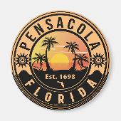 Pensacola Florida tropische retro Sunset Souvenirs Magneet (Voorkant)