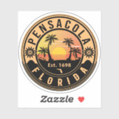 Pensacola Florida tropische retro Sunset Souvenirs Sticker (Vel)