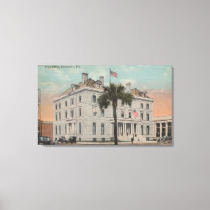 Pensacola, Florida - Uitzicht buiten de Posterijen Canvas Afdruk