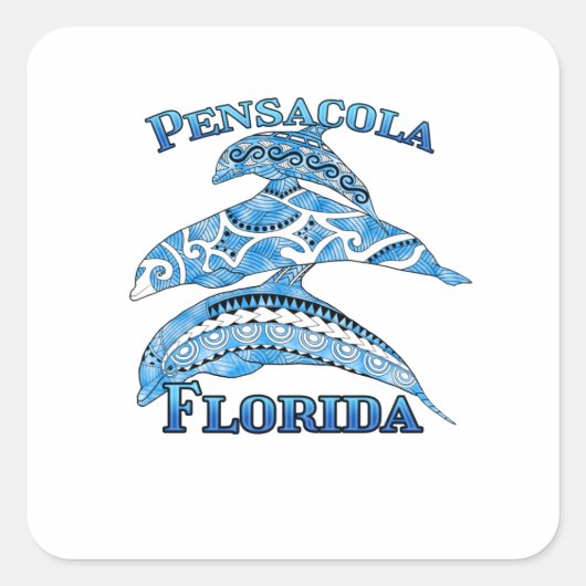 Pensacola Florida Vacation Tribal Dolphins Vierkante Sticker (Voorkant)