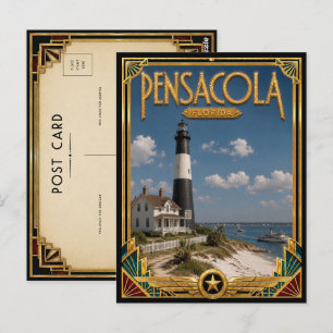 Pensacola Florida Vintage Art Deco Gouden Tijdperk Briefkaart