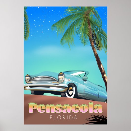 Pensacola, florida vintage stijl reisposter poster (Voorkant)