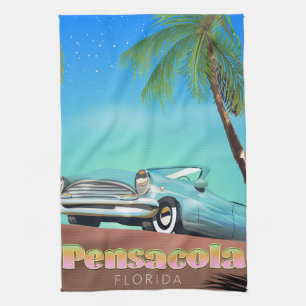 Pensacola, florida vintage stijl reisposter theedoek