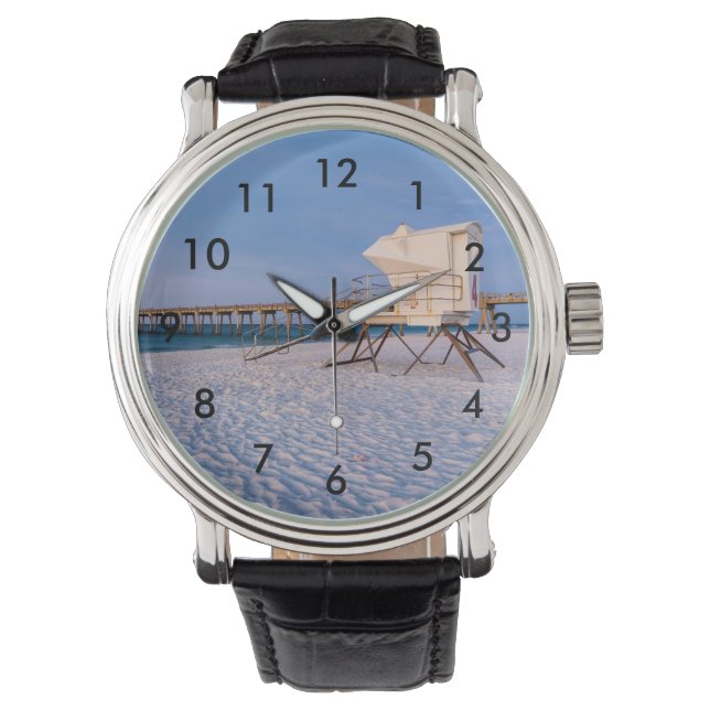 Pensacola Morning Lifeguard Stand en Pier Horloge (Voorkant)